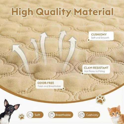 FunFurry Waterproof Dog Blanket, Couch Cover for Dogs Washable, Reversible Dog Bed Cover, Couch Furniture Protector. (Dark＆Light Beige, 30 X 70 Inch - 1 Pack)