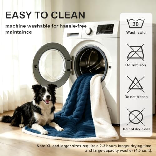PERFEMET Waterproof Dog Blanket for Small Puppy, Liquid Pee Proof Pet Blanket for Dogs Cats Washable, Reversible Cozy Fleece Furniture Car Bed Protector Pet Calming Blankets, 30"X40", Blue