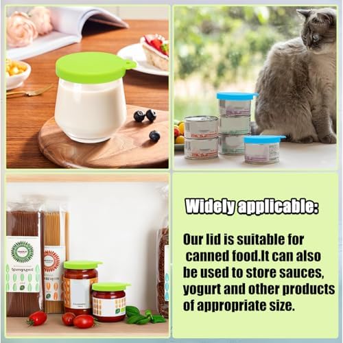 4Pcs 3 oz Cat Food Can Lids (Green+Red+Yellow+Sky Blue)
