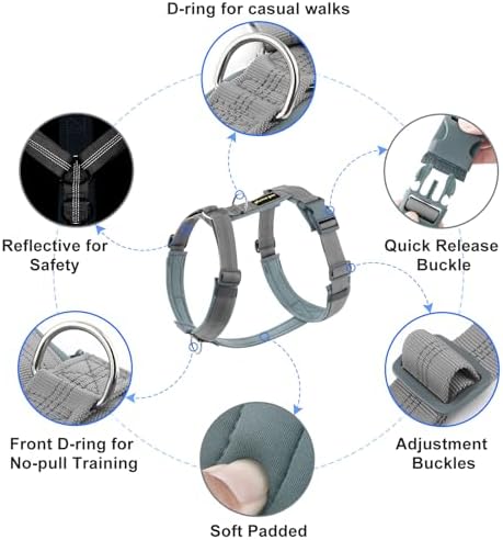 Plutus Pet No Pull Dog Harness, Adjustable Nylon Harness with Soft Padding
