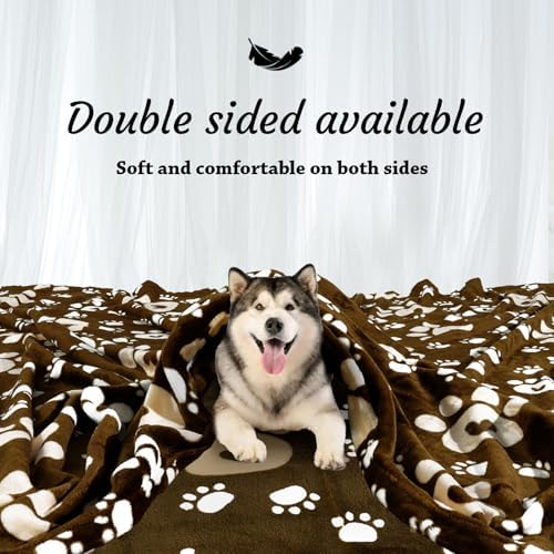 Rezutan Upgraded Flannel Blankets for Large Dogs & Cats, Brown 60" x 50"