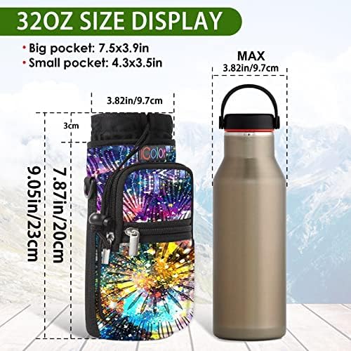 icolor Water Bottle Carrier Bag with Strap 25/32/40 oz Crossbody Bottle Holder with Phone Pocket Sling Sleeve Insulated Neoprene Water Bottle Pouch for Walking Travelling