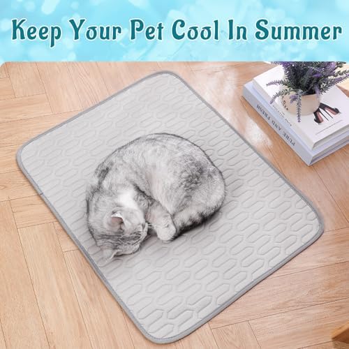 Cooling Mat for Dogs, No-Gel Ice Silk Pet Pad(Gray,XL)