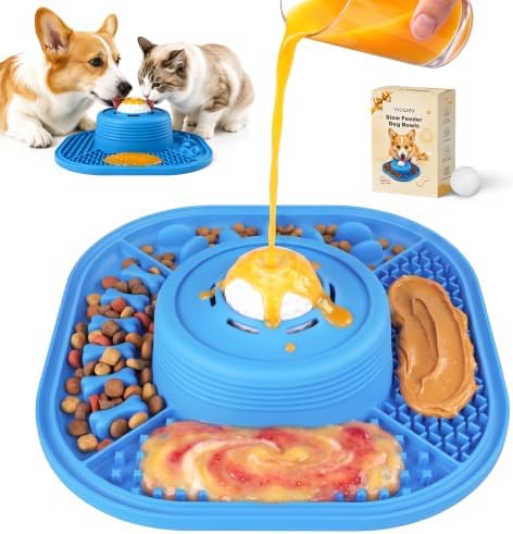 3-in-1 Dog Slow Feeder Bowl, 10in Large Non-Slip Slow Feed Dog Bowl with Removable Design, Food-Grade Silicone Puzzle Slow Feeder for Dogs & Cats, Helps Prevent Bloating and Indigestion（10 Inch）
