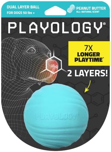 Playology Durable Large Dual Layer Dog Ball - Jumbo, Peanut Butter Scent