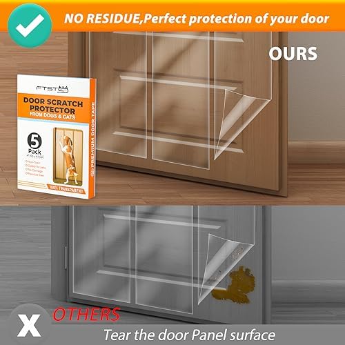 FTSTC 5-Pack Door Guard - 5 x 47'' x 8.3'' Cat & Dog Scratch Protector, Heavy Duty for Window Sill & Door Frame - Clear
