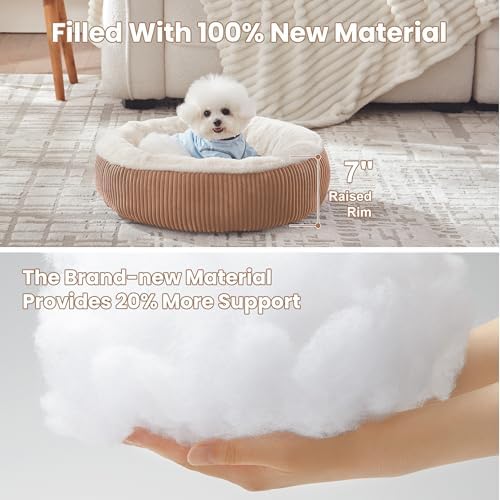 23 inches Calming Donut Dog Bed for Small Dogs,Brown