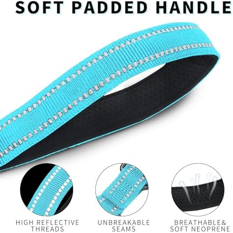 12” Short Dog Leash, Reflective Nylon Padded Handle