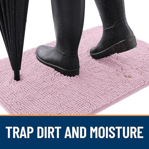 OLANLY Dog Door Mat for Muddy Paws 54x32, Super Absorbent Chenille Mud Mat
