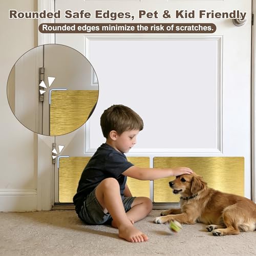 2 PCS 8" x 16" Brushed Door Kick Plate, Self-Adhesive, Rounded Corners