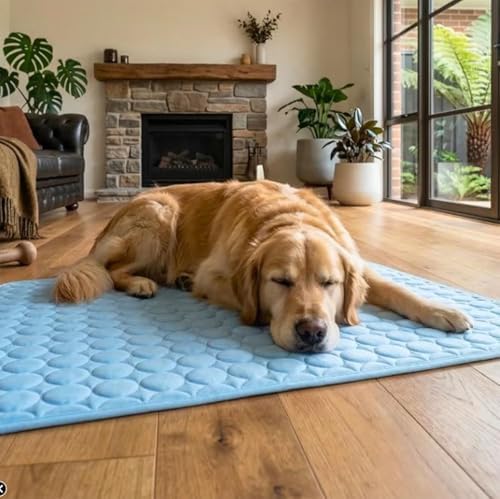 Dog Cooling Mat, Self-Cooling Pet Mat, Washable Portable Coolings Pad for Dogs Cats, Ice Silk Self Cooling Foldables Mat, Extra Large Self-Cooling Pad for Large & Small Dogs (Brown)