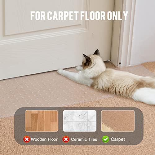 Uross Carpet Protector for Pets 3.28FT-Cat Carpet Protector for Doorway, Anti Cat Scratch Plastic Mat, Under Door Cat Scratch Floor Protector Carpet Scratch Stopper