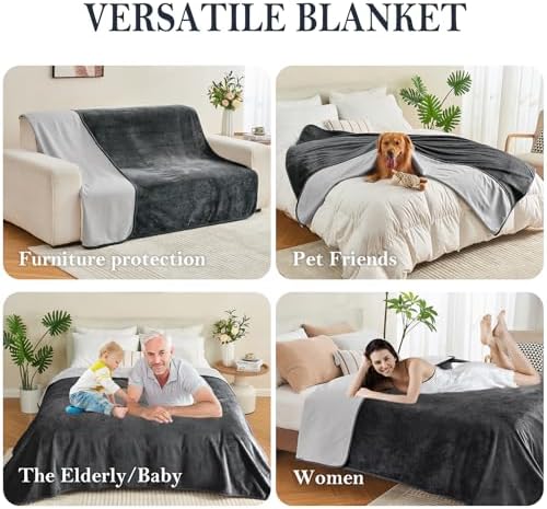 Waterproof Blanket Bed Cover 40"x60" for Adults or Pets, Dark Grey