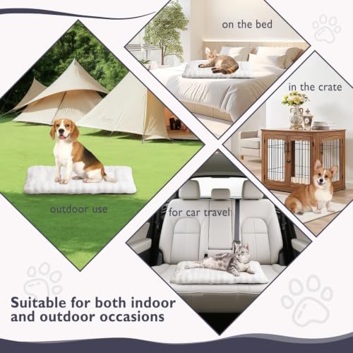 Pet Bed Mat Crate Pad for Cats Small Dogs, Cream White, 24"x 18"