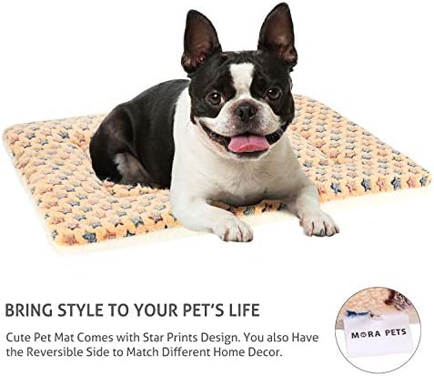 Mora Pets Dog Crate Pad Bed Ultra Soft Pet Mat Star Print Brown 23 x18 Inch
