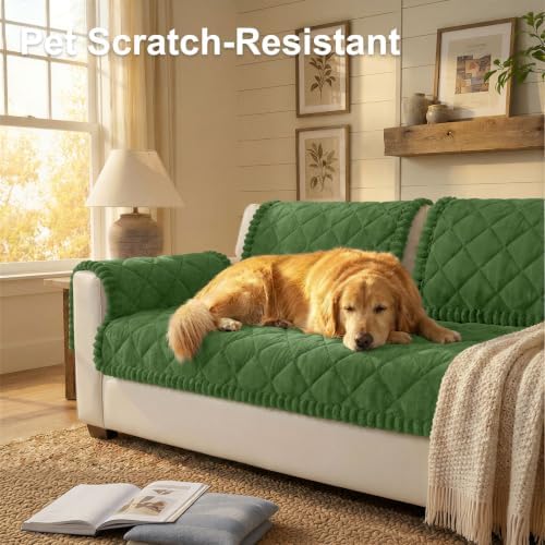 Smiry Non Slip Couch Cover for Dogs, Fuzzy Plush Pet Sofa Protector
