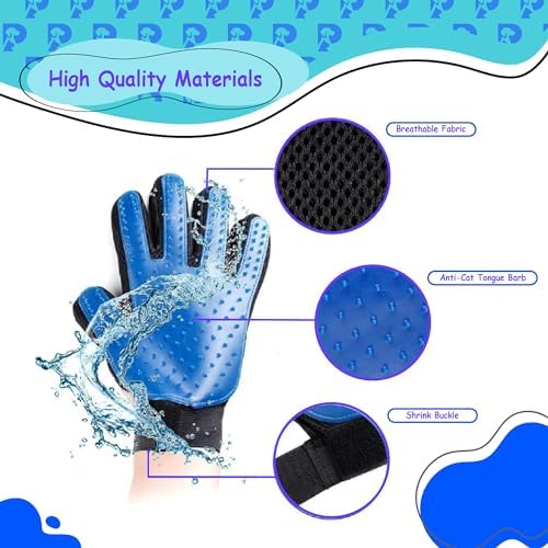 Dog Bath Gloves - Silicone Hair Removal Gloves for Dogs, Cats - Pet Grooming Mittens for Shedding, Bathing,Massaging. Flexible, Comfortable Adjustable Strap. for All Hair Types (Purple)