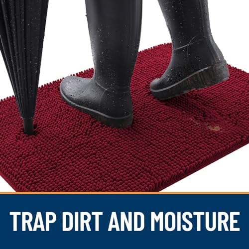 OLANLY Dog Door Mat for Muddy Paws 36x24, Super Absorbent Chenille Mud Mat