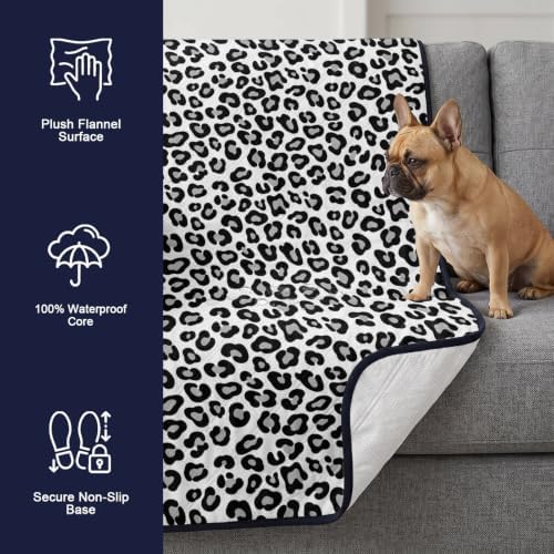 Washable Pee Pads for Dogs & Cats Black Leopard Print Waterproof Leakproof Non-Slip Super Absorbent Luxury Animal Fur Pattern Reusable Training Pad for Potty Crate Playpen Bed Sofa 30"x40"