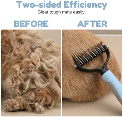 Double-Sided Pet Grooming Brush, Pro Tool For Dogs Shedding Stainless Steel Dual Tooth Undercoat Rake Detangling Comb Ergonomic Pet Grooming Brush (Orange, 1PCS)