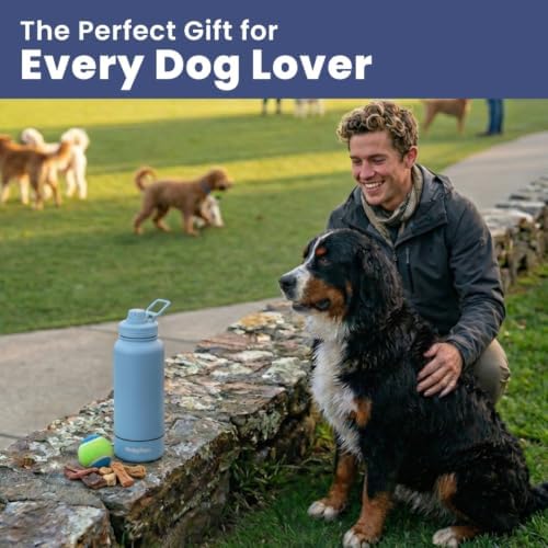 Rubyloo Dog Water Bottle with Detachable Bowl for Dog Lovers, Dusty Blue