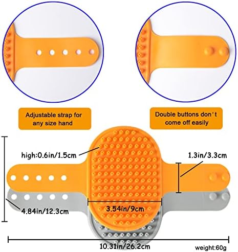 Dog Grooming Brush, Pet Shampoo Bath Brush Shedding Soothing Massage Rubber Comb with Adjustable Ring Handle for Long Short Haired Dogs and Cats 2pcs