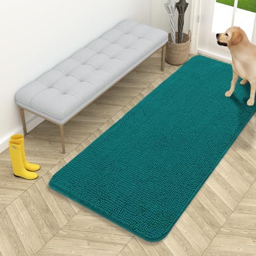 OLANLY Dog Door Mat for Muddy Paws 54x24, Super Absorbent Chenille Mud Mat