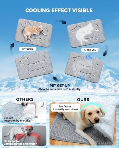 Cooling Mat for Dogs, Instant Chill Large Pet Pad Dog Bed Indoor Outdoor L