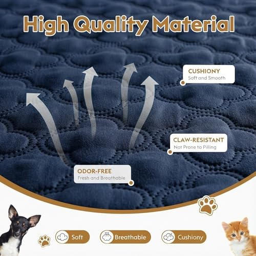 FunFurry Waterproof Dog Blanket, Couch Cover for Dogs Washable, Reversible Dog Bed Cover, Couch Furniture Protector. (Dark＆Light Blue, 52 X 82 Inch - 1 Pack)