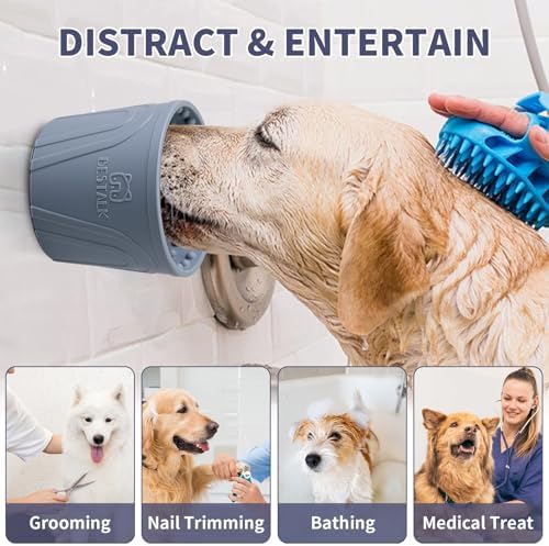 Dog Lick Bowl, Bestalk Anxiety Relief Slow Feeder Dog Lick Mat Treat Dispenser, Non-Slip Licking Bowl Enrichment Toys for Small Medium and Large Breed Dogs, BPA Free Silicone(Grey,S)