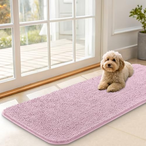 OLANLY Dog Door Mat for Muddy Paws 47x17, Super Absorbent Chenille Mud Mat