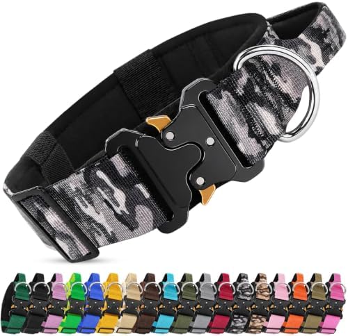Tactical Heavy Duty Dog Collar with Handle for Medium Large Dogs