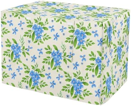 Kigai Flowers Dog Crate Cover Oxford Fabric Windproof Waterproof Kennel Cover with Breathable Mesh & Roll-Up Panels, Fit for 35 in Cage, Washable