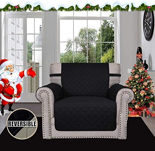 Easy-Going Reversible Couch Cover, Small Chair, Black/Beige