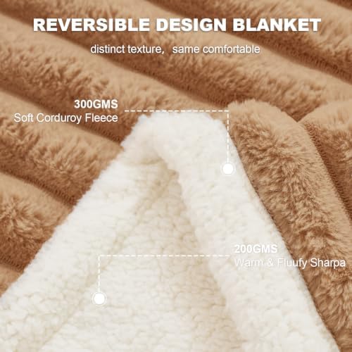 PERFEMET Waterproof Dog Blanket for Bed, Leakproof Large Dog Throw Blankets for Furniture Protection, Super Soft Washable Calming Pet Blanket for Dogs Cats Indoor Outdoor, 60"x80", Khaki