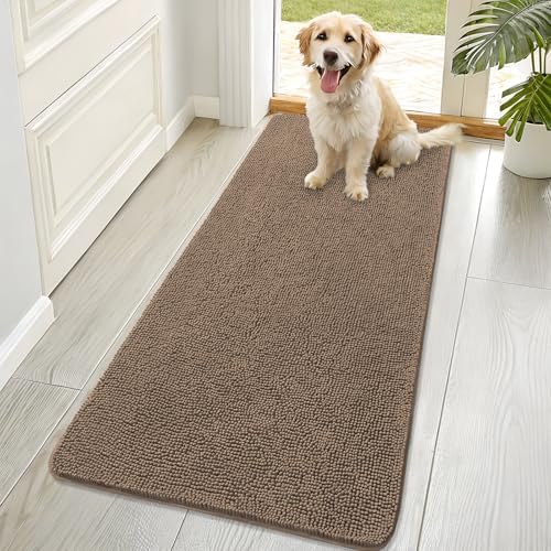 OLANLY Dog Door Mat for Muddy Paws 70x32, Super Absorbent Chenille Mud Mat