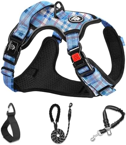 NESTROAD Reflective Dog Harness for Large Dogs,No Pull Dog Vest Harness Set