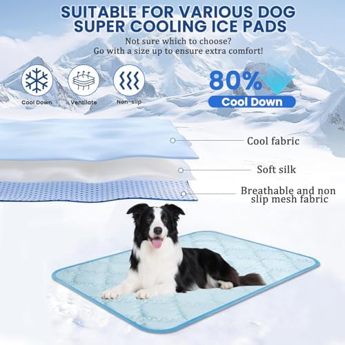 SUPRIY Pet Cooling Mat Pet Fabric for Dogs & Cats Q-Max>0.4(Blue,Medium)