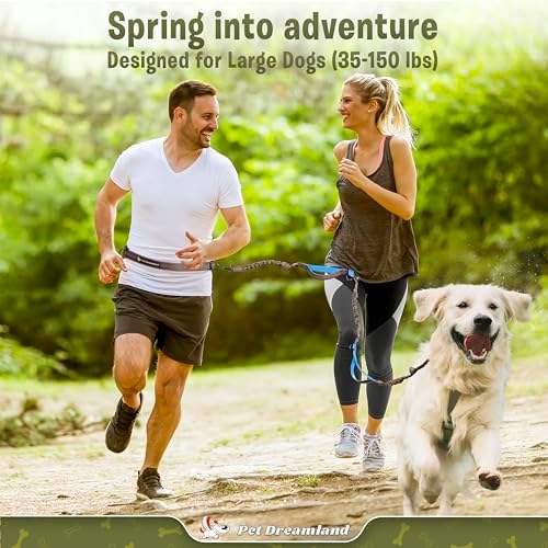 Pet Dreamland Exquisite Hands-Free Leash for Large Dogs. Ultimate Comfort & Freedom for Walking, Running, Hiking. Premium Quality & Versatile Waist Belt. Your Dog Will Love This Running Leash.