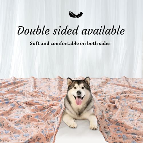Rezutan Dog Blankets for Dogs - Large & Medium Soft Fuzzy Flannel Pet Blankets for Dogs & Cats, Washable, Reversible Cow Print, Comfortable & Cozy, 60" x 50" (Brown)