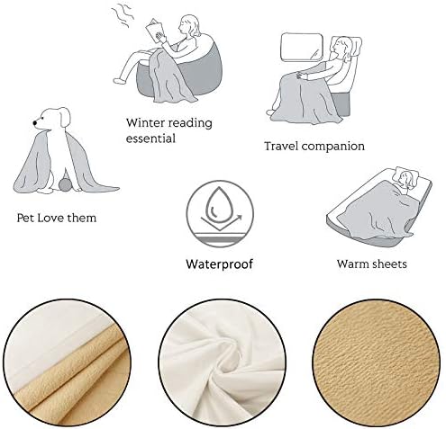 Ameritex Pet Bed Blanket Reversible 100% Waterproof Velvet Super Soft for Sofa and Bed (82x102 Inches, Cream+Sand)