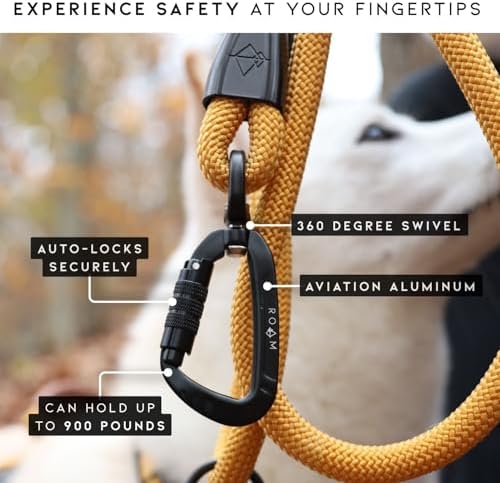 MADE TO ROAM Premium Explorer Leash - Climbing Rope Leash with Autolocking Aviation Aluminum Carabiner - Virginia Mountains, 6ft