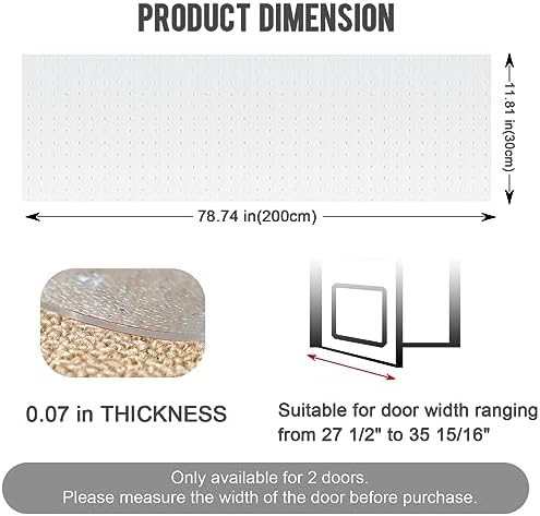 Uross Pet Protector Mat for Doorways - 6.56FT, Anti-Scratch Plastic, Protects Carpet from Cat Scratches