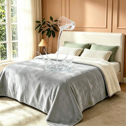 gogobunny Waterproof Blanket for Twin Bed, Warm Sherpa Fleece Throw, 60x80
