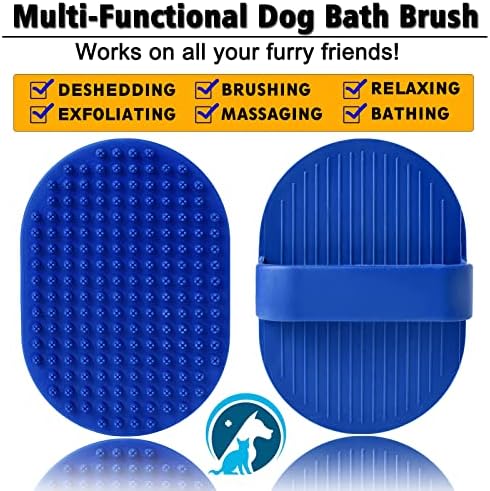 Dog Grooming Brush, Dog Shampoo Bath Brush Shedding Soothing Massage Rubber Comb for Long Short Haired Dogs and Cats 2pcs
