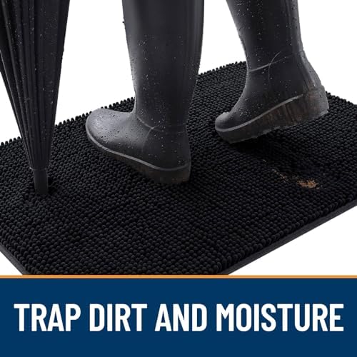 OLANLY Dog Door Mat for Muddy Paws 32x20, Super Absorbent Chenille Mud Mat