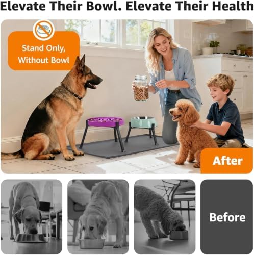 LOOBANI Elevated Dog Bowl Stand Adjustable 5.9"-8.7" Width for Seniors Dogs