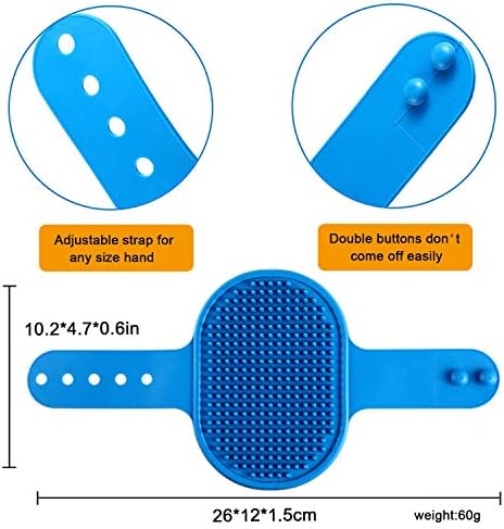 Dog Grooming Brush, Pet Shampoo Bath Brush Shedding Soothing Massage Rubber Comb with Adjustable Ring Handle for Long Short Haired Dogs and Cats 2pcs