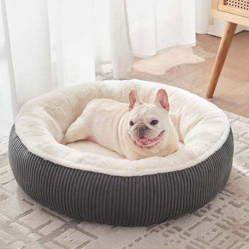 30 inches Calming Donut Dog Bed for Medium Dogs,Dark Grey