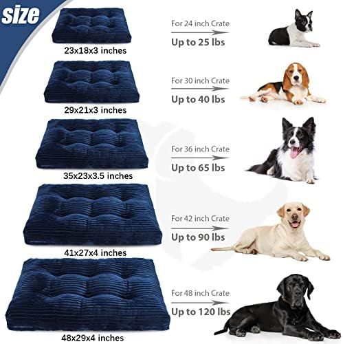 KSIIA Washable Dog Crate Bed Kennel Mat for Large Dogs,41 x 27 Inch, Blue